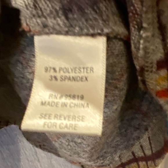 Grey stripes- orange/yellow/maroon/blue turtleneck shirt - Picture 2 of 3